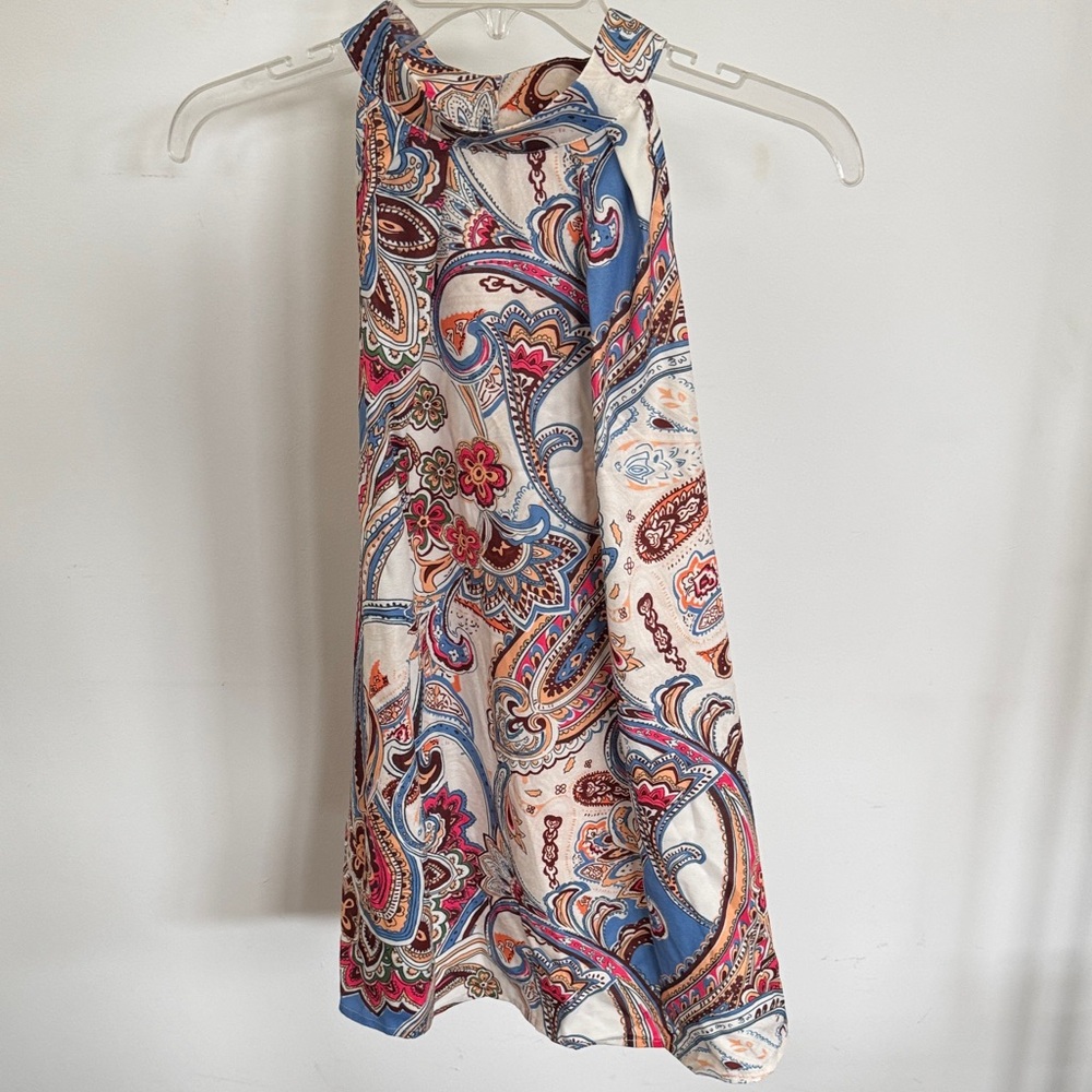 Cupshe Multicolor Paisley Halter Tank Top - Blue, Red, Cream